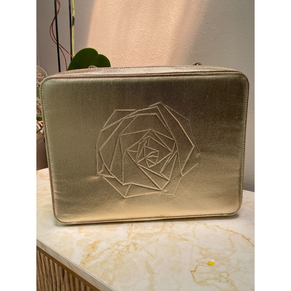 New Lancome Gold Rose Large Makeup Bag Case Great For Makeup Skincare Travel